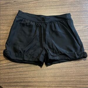 NEW Loeffler Randall Size 2 Black Silk Folded Bottoms Shorts NWT